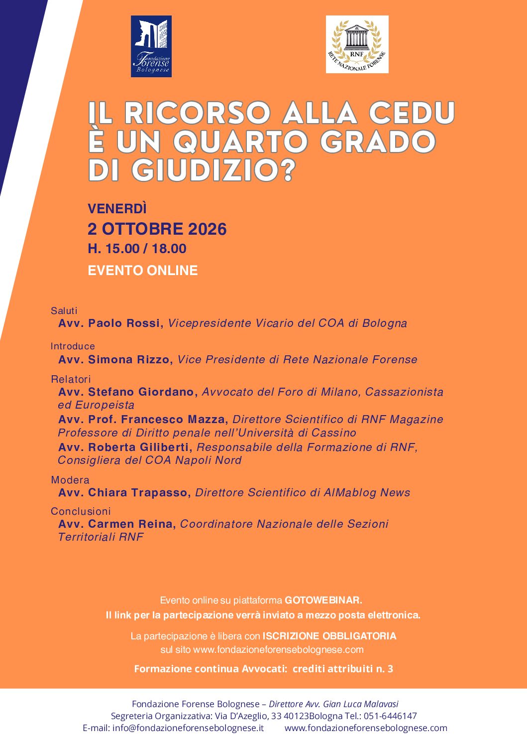 WEBINAR - Il ricorso alla CEDU è un quarto grado di giudizio?